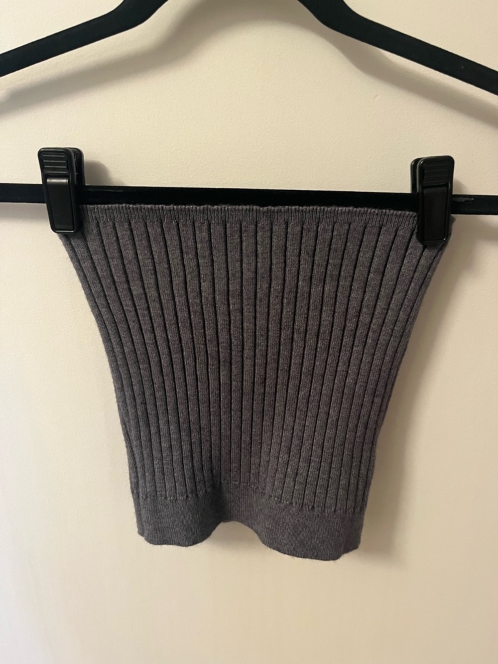Tucci Ribbed Knit Tube Top in Charcoal Gray